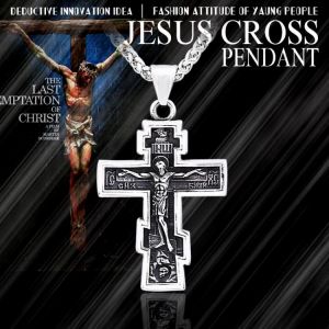BEIER Christ Jesus Pendant Necklace 316L Stainless Steel Cross Chain Heavy Men Jewelry Gift Religious Christian Jewelry BP8-210