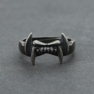 Men's Fashion Personality Design Vampire Devil Tooth Ring Opening Adjustable Prom Party Casual Gift Ring