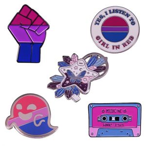Bisexual Pride Flag Hard Lapel Pin LGBTQIA Brooch Pansexuality Badge Gay LGBT gift Jewelry Accessory