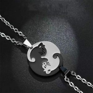 Fashion love cat couple necklace a pair of stitching male and female students pendant simple pendant Valentine's day gift