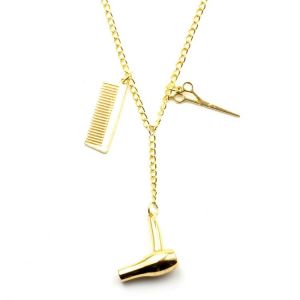 Hair Dryer / Scissor / Comb Necklaces & Pendants Hairdresser Hair Dresser's Jewelry Layered Necklace Scissor Comb Male Me
