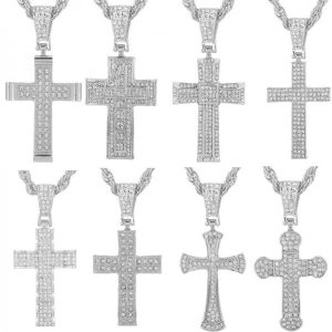 Classic Men Cross Pendant Necklace For Male Stainless Steel Necklace Statement Cruz Jewelry 24" Link Chain Men Cross Necklace