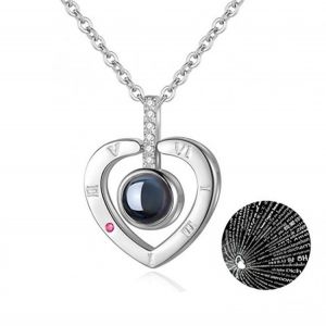 Rose Gold 100 Languages I Love You Projection Pendant Necklace for women Jewelry Love Memory Wedding Necklace Valentine&#x27;s Day