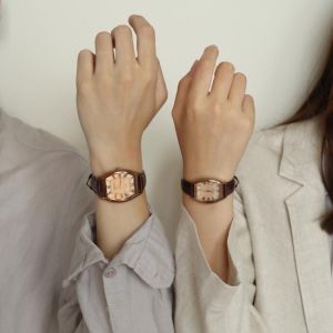 New Classic Men and Women Couple Watch Korean Leather PU Waterproof Square Watch Simple Fashion Trend Jewelry Accessories