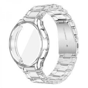2pcs For samsung galaxy watch 4 44mm 40mm band + case clear Resin bracelet for galaxy watch 4 classic 46mm 42mm strap with bands