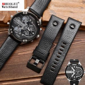 genuine leather watchband for diesel watch belt  DZ7257 1657 4323 7314 7313 7371 straps 22 24 26 27 28 30mm black brown white