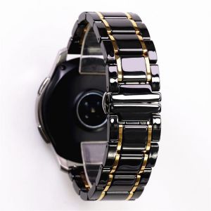 20 22 24mm luxury ceramic and stainless steel black white strap for Samsung s2 3 4 Huawei GT watch strap bracelet wristband belt