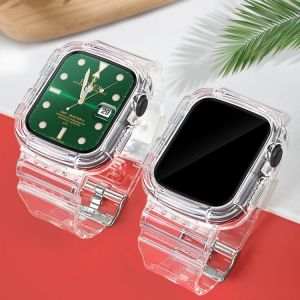 Clear Band for Apple Watch 44mm 42mm 40mm 38mm Case, Women Cute Girl Crystal Jelly Protective  for iWatch 6 5 4 3 2 1