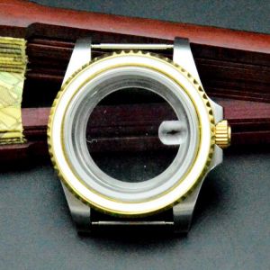Golden Watch Case For Seiko NH35/NH36 Movement 40mm Men's Diver Watch Accessories Stainless Steel Case Watch Modified Shell