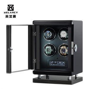 4 Slots Watch Winder Auto Wooden Motor Mechanical Watches Box Case Safe Cabinet Rotate Control Fingerprint Unlock Watchwinder