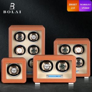 Watch Winder Safe Box Luxury Automatic Watches Storage Box Battery Wood Leather Mabuchi Motor LCD Touch Screen Watch Winding
