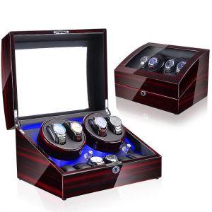 Led Light Orbit Automatic Mabuchi Motor Watch Luxury  Rotating Winder Box Can Hold 4 Mechanical Watches and 6 Quartz Watch 4+6