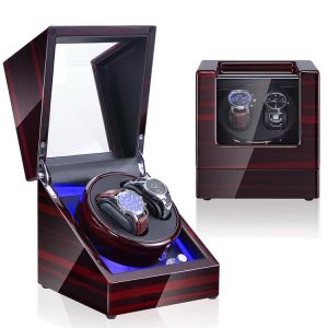 Led automatic watch winder box 2 Watches for Automatic Watches Can Use Battery 2+0  For Double Watches