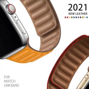Silicone/Leather Link For Apple watch band 40mm 44mm 42mm 38mm 42 mm 1:1 Magnetic Loop bracelet iWatch series 6 5 4 3 SE strap