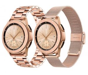 2PCS Mesh & Soild Stainless Steel Watchband 20mm for Samsung Galaxy Watch 42mm/Active 40mm/Gear S2 Classic/Gear Sport Band Str