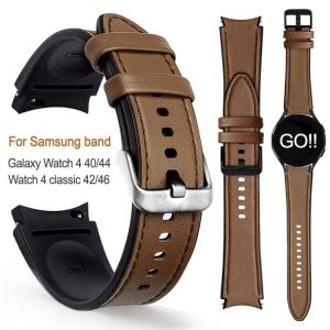 20mm Watch Strap for Samsung Watch 4 40mm 44mm Bracelet for Samsung Galaxy Watch 4 Classic 42mm 46 Silicone+leather Watch4 Bands