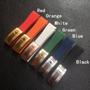 20mm Black Green Blue Orange Curved End Silicone Rubber Watchband For Role strap RX Daytona Submariner GMT explorer 2 Bracelet