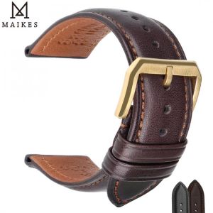 Dark Brown Genuine Leather Watchbands 18mm 20mm 22mm 24mm Black Women Men Cowhide Band MAIKES Strap Belt With Buckle
