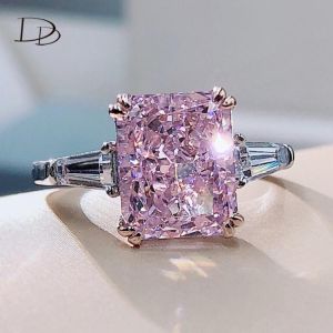 DODO Pink Rings For Women Rectangle Shining Cubic Zirconia Promise Wedding Engagement Ladies Luxury Jewelry Anillos Mujer DD515