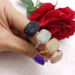 jankelly  Fashion design AAA cubic zirconia square shaped pave setting open ring for women accessories,best quality