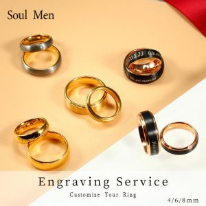 Classic Wedding Bands Anniversary Gold Plated Jewelry Engagement Tungsten Rings For Couples Engarve Your Name 4mm/6mm/8mm