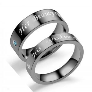 Sinogaa 2021 New Fashion DIY Couple Jewelry Stainless Steel Wedding Rings for Women Men Her Beast and His Beauty