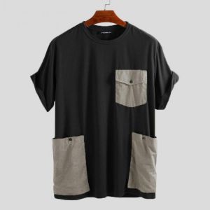 Big Pockets Stitching Short Sleeve Relaxed T-Shirts
