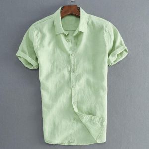 Comfy Cotton Breathable Summer Casual Shirts Plus Size Plain Simple Shirt for Men
