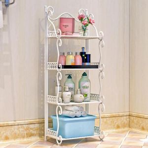 4 Tiers Iron Folding Storage Shelf Nordic Minimalist Multifunctional Bookshelf Storage Racks Holders for Office Home Bedroom Bathr