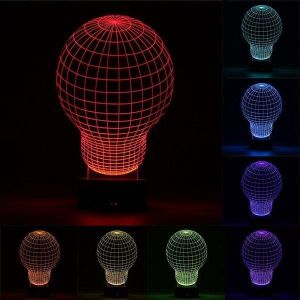3D Color Changing LED Desk Table Lamp Remote Acrylic USB Night Light Christmas Gift