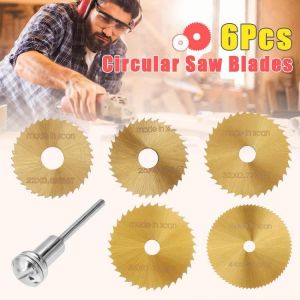 Drillpro SW-B2 6pcs HSS Circular Saw Blades Set Titanium Coated Saw Blade for Rotary Tools