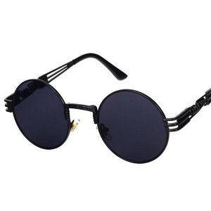 Women Classic Gothic Round Steampunk Sunglasses Travel Casual Metal Frame UV400 Glasses