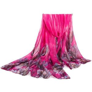 180CM Women Voile Coral Flower Printing Scarf Casual Oversize Warm Soft Scarves Shawls