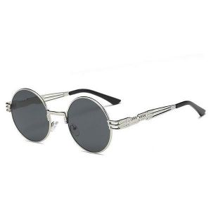 Women UV400 Protection Sunglasses Causal Vintage Steam Punk Round Eyeglasses