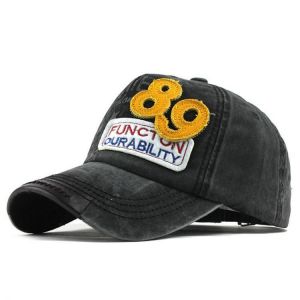 Unisex Digital Letter Embroidered Cap Washable Distressed Baseball Cap Breathable Cotton Sun Curved Cap