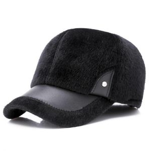 Artificial Marten Hair Earmuffs Baseball Cap Winter Warm Thicken Peaked Hat Adjustable