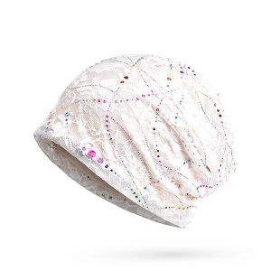 Women Rhinestone Striped Cotton Beanie Hat Casual Flexible Autumn Warm Skullies Cap