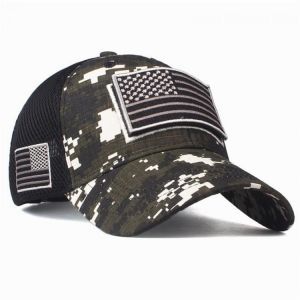 Camo Patriotic Baseball Cap American Flag Patch Cotton Net Cap