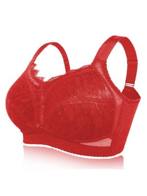 Plus Size Full Cup Coverage No Rims Soft Lace Cotton Lining Minimizer Bra