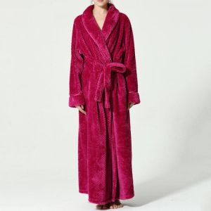 Plus Size Long Sleeve Bathrobe Flannel Thicken Nightgown Sleepwear