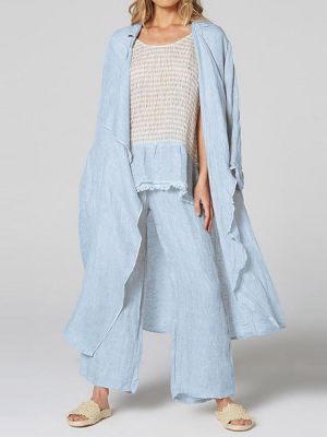 Pure Color Turn-Down Collar Irregular Hem Casual Cardigans