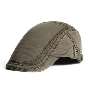 Mens Cotton Embroidery Painter Beret Caps Casual Outdoor Visor Forward Hat