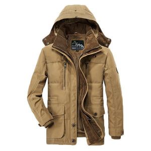 all in one place בגדי גברים Mens Thick Fleece Winter Coat Hooded Outdoor Solid Color Jacket