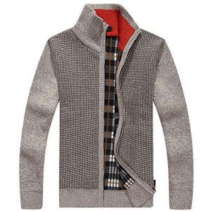 all in one place בגדי גברים Men&#039;s Knitted Wool Blend Thick Polar Fleece Lining Sweater Cardigans