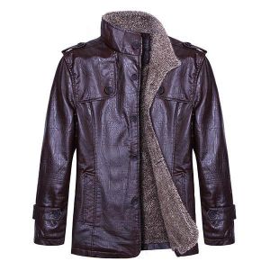 all in one place בגדי גברים Men&#039;s Quality PU Leather Jacket Slim Fit  Plush Thick Warm Jacket Coat