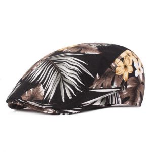 Unisex Flower Print Vogue Cotton Beret Caps Outdoor Casual Sunshade Peaked Forward Hat
