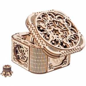 Wooden Jewelry Box Desktop Organizer Wood Carving Storage Box Assembled Creative Toy Gift Puzzle Wooden Mechanical Model DIY Tools