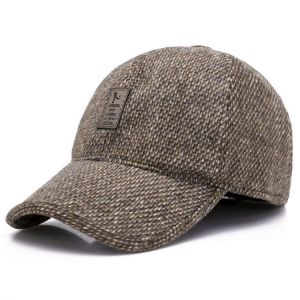 Men Women Outdoor Earmuffs Baseball Cap Middle-aged Adjustable Linen Thickening Warm Peaked Hat
