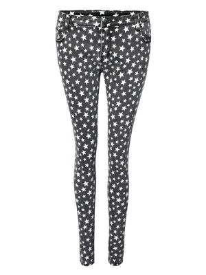 Five Stars Printed Narrow Pencil Tight Slim Trousers Pants