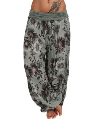 Women Floral Print Loose Casual Full Length Sport Pants